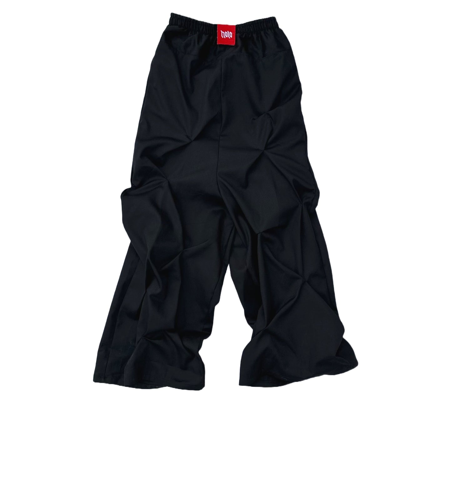 Wrinkled black pants