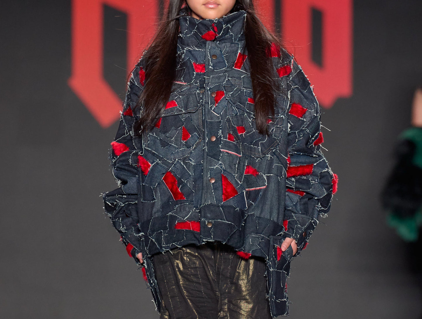 Red ripped Denim Jacket