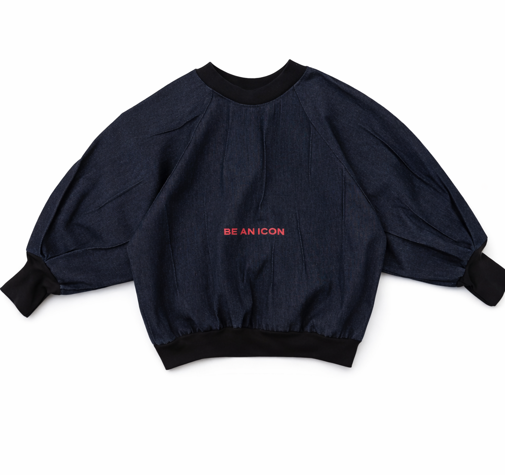 BE AN ICON denim sweater